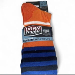 Darn Tough Men's Orange & Blue Striped Crew Socks